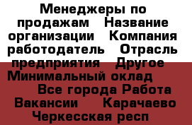 Менеджеры по продажам › Название организации ­ Компания-работодатель › Отрасль предприятия ­ Другое › Минимальный оклад ­ 15 000 - Все города Работа » Вакансии   . Карачаево-Черкесская респ.